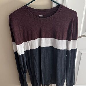 Sonoma Maroon, White, and Charcoal Long Sleeve Top